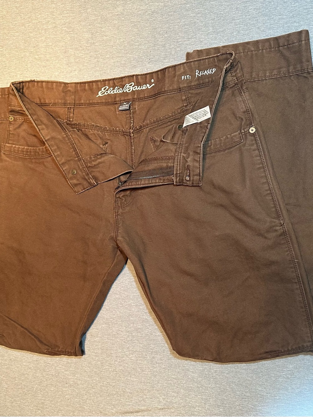 Eddie Bauer Double-Knee Workwear Utility Pants in a Durable Brown Duck Canvas - Picture 3 of 6